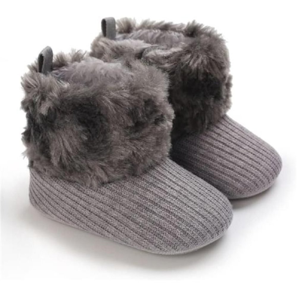 Baby Boys Girls Fleece Fur Knit Winter Snow Boots for Newborn Infant Toddler